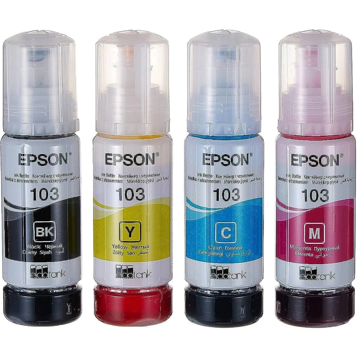 Epson 103 EcoTank 4-Colour Multipack Ink Bottles, 65ml (Black, Cyan, Magenta, Yellow)