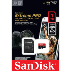 SanDisk Extreme Pro 1TB microSDXC UHS-I V30 Memory Card, 200MB/s Read, 140MB/s Write for 4K Video on Smartphones, Action Cams &amp; Drones