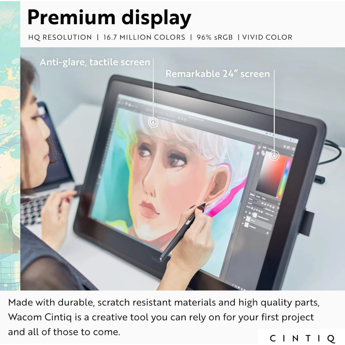 Wacom Cintiq 22 Creative Pen Display - 22" Full HD Graphic Drawing Monitor with Wacom Pro Pen 2, 8192 Pen Pressure Levels, for Windows &amp; Mac - Black