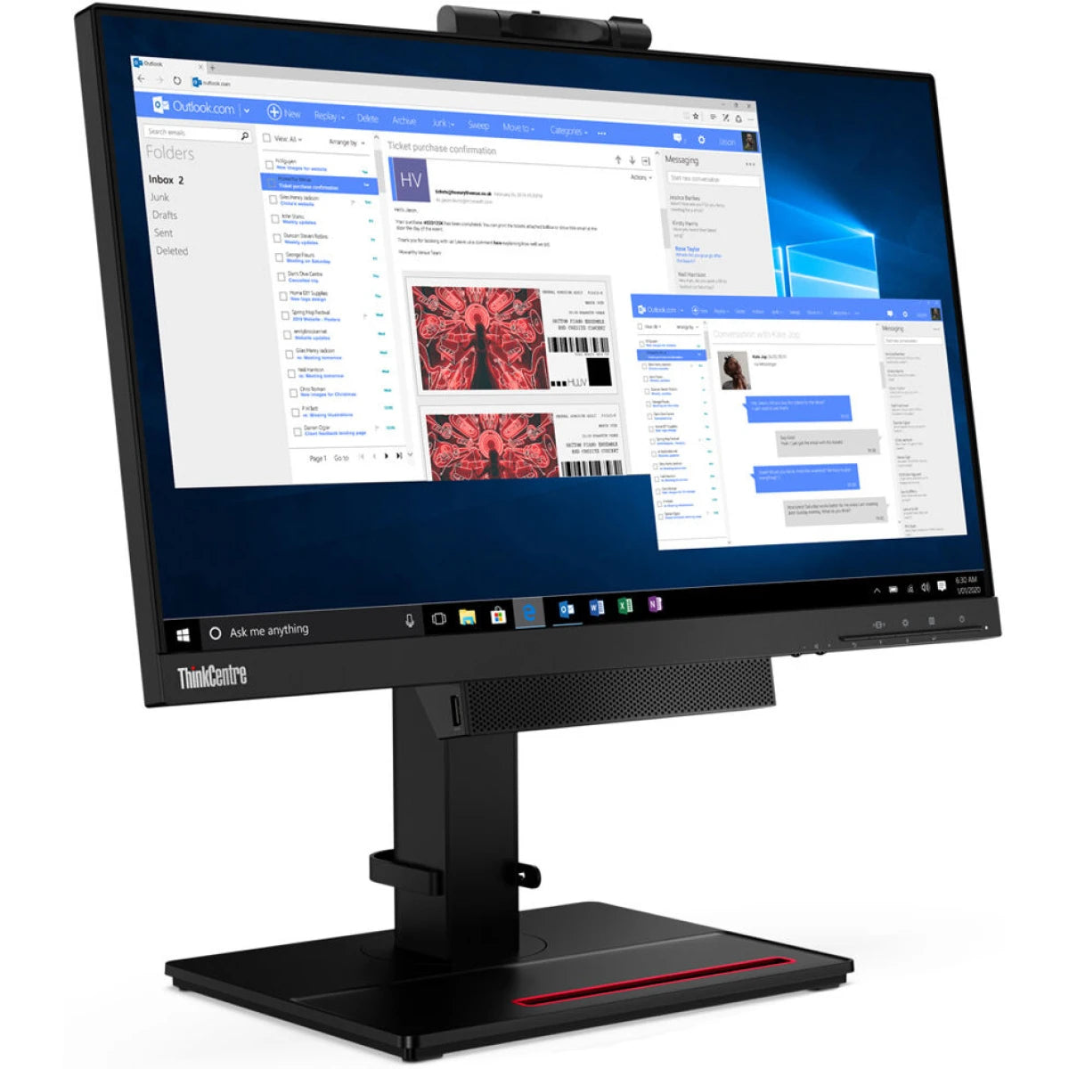 Lenovo ThinkCentre Tiny-in-One 22 Gen 4 IPS Conferencing Touch Monitor with Camera, MIC, Speakers &amp; Adjustable Stand