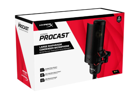 HP HyperX ProCast Condenser XLR Microphone with Pop Filter and Shock Mount