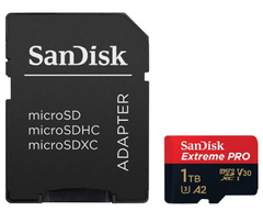 SanDisk Extreme Pro 1TB microSDXC UHS-I V30 Memory Card with 200MB/s Read and 140MB/s Write Speeds for 4K Video on Smartphones, Action Cams, and Drones