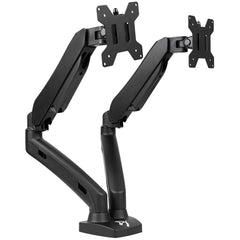 Arozzi Alzare Dual Gas Lift Monitor Arm 360° Screen Rotation Cable Management - Black