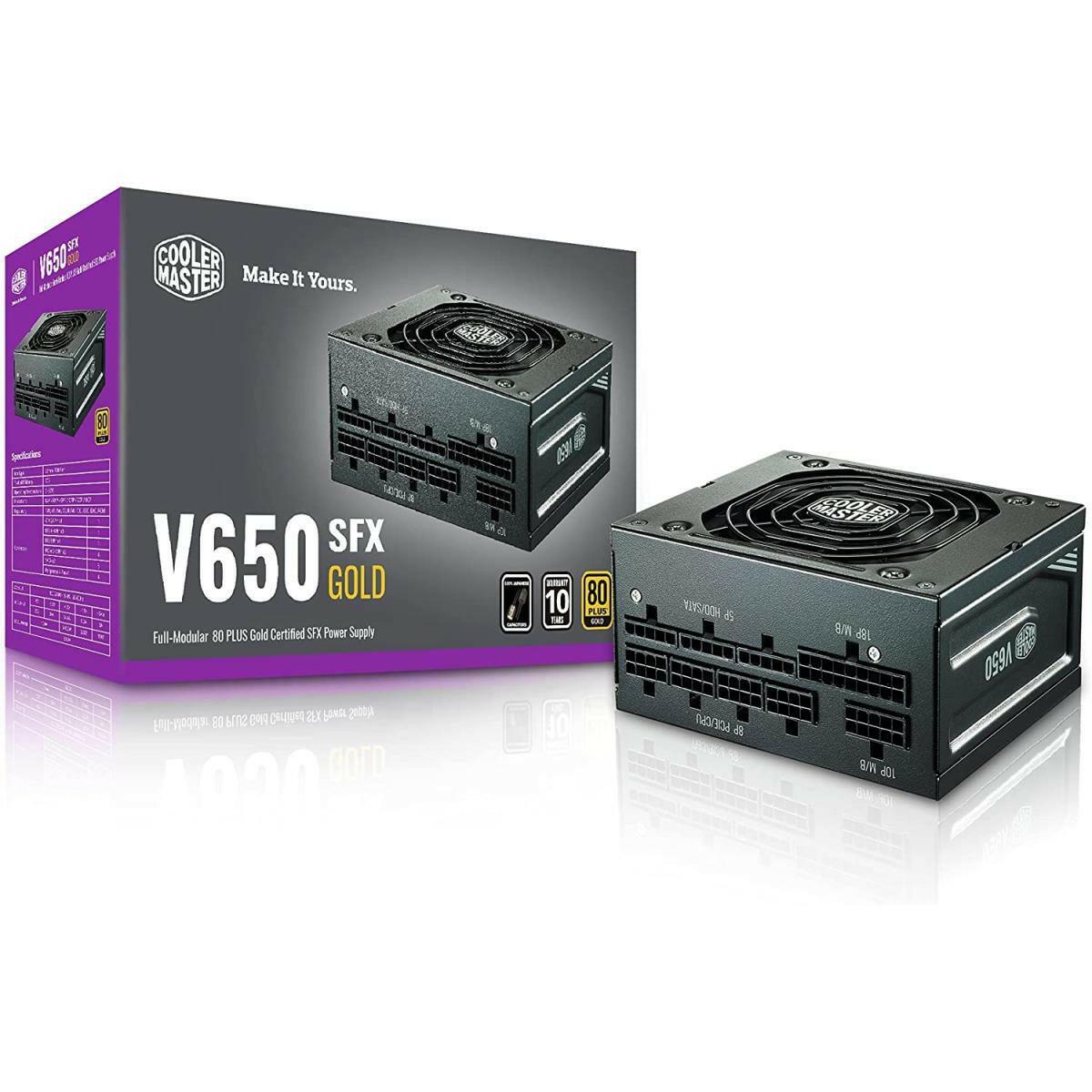 COOLER MASTER POWER SUPPLY Cooler Master V650 SFX Gold Full Modular Power Supply, 650W, 80+  ATX Bracket Included, Quiet FDB Fan, SFX Form Factor