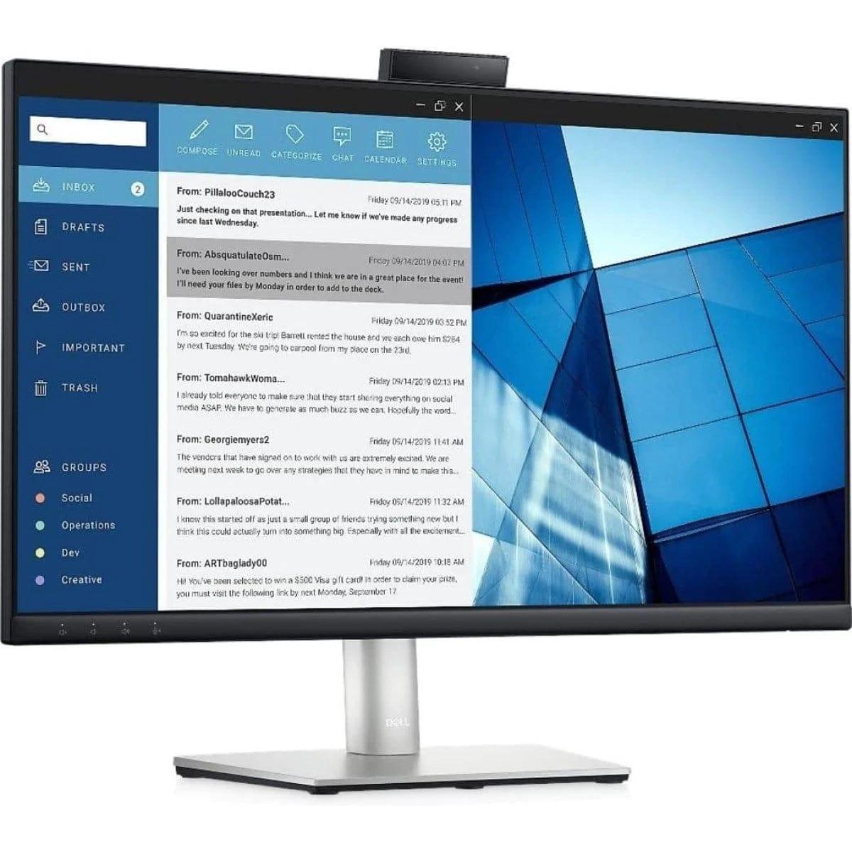DELL Computer Monitors Dell C2423H 24" Conferencing Monitor IPS Full HD Adjustable Stand Built In Webcam & Speakers & Mic w/ HDMI , DP & USB Hub