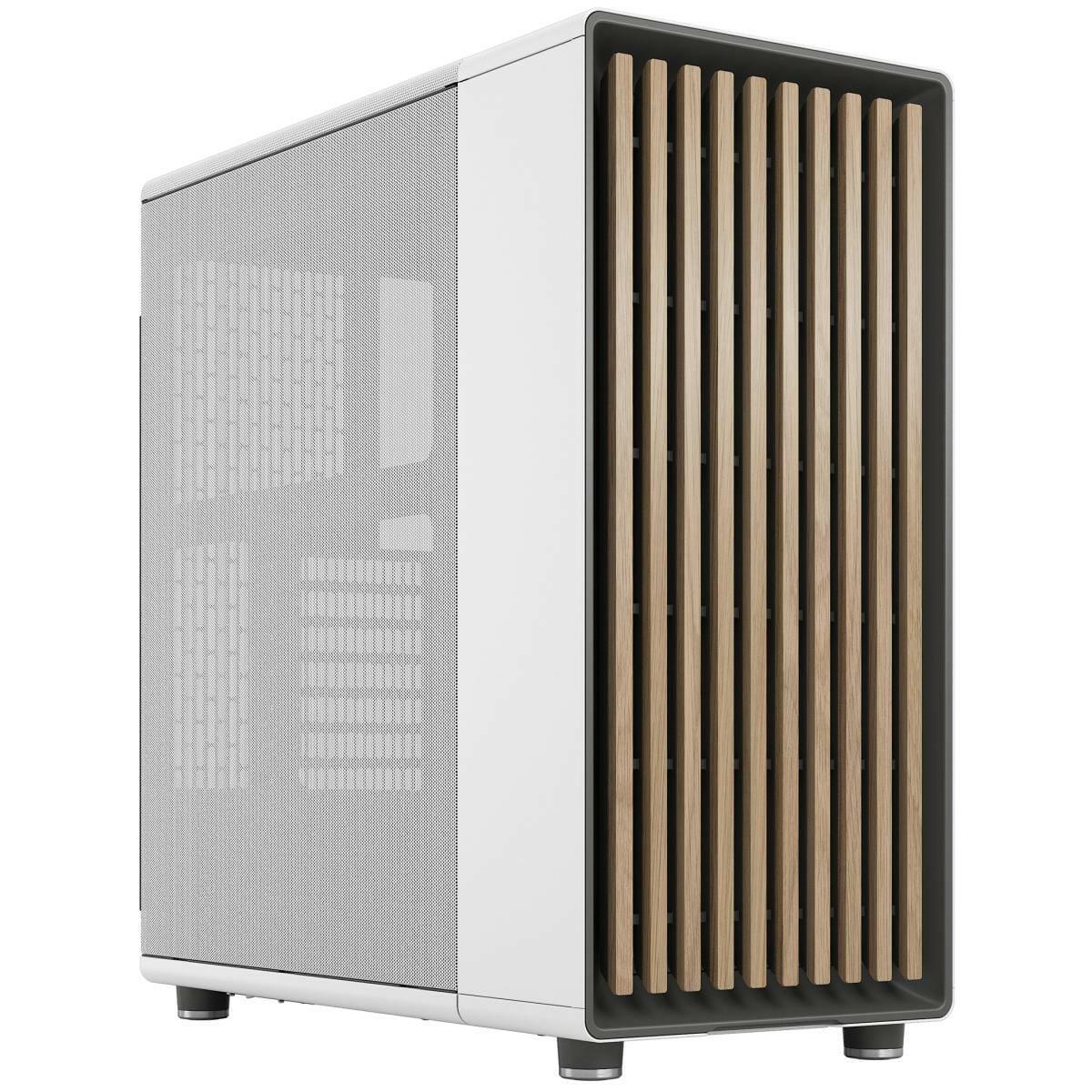 Fractal PC CASE Fractal Design North (Chalk White Mesh Ventilated Side) Mid-Tower Elegance Front Wood Gaming Case w/ Type-C & (Front) 2 x 140 mm PWM Fans