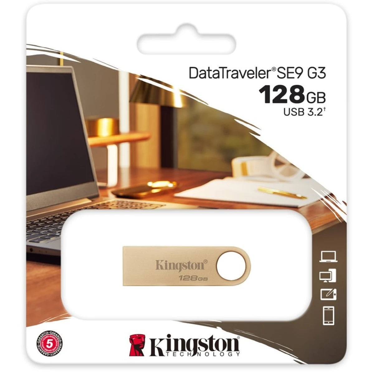 Kingston DataTraveler SE9 G3 128GB USB Flash Drive USB 3.2 Gen 1 Speed Up to 220MB/s Premium Metal Casing