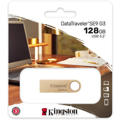 Kingston DataTraveler SE9 G3 128GB USB Flash Drive USB 3.2 Gen 1 Speed Up to 220MB/s Premium Metal Casing