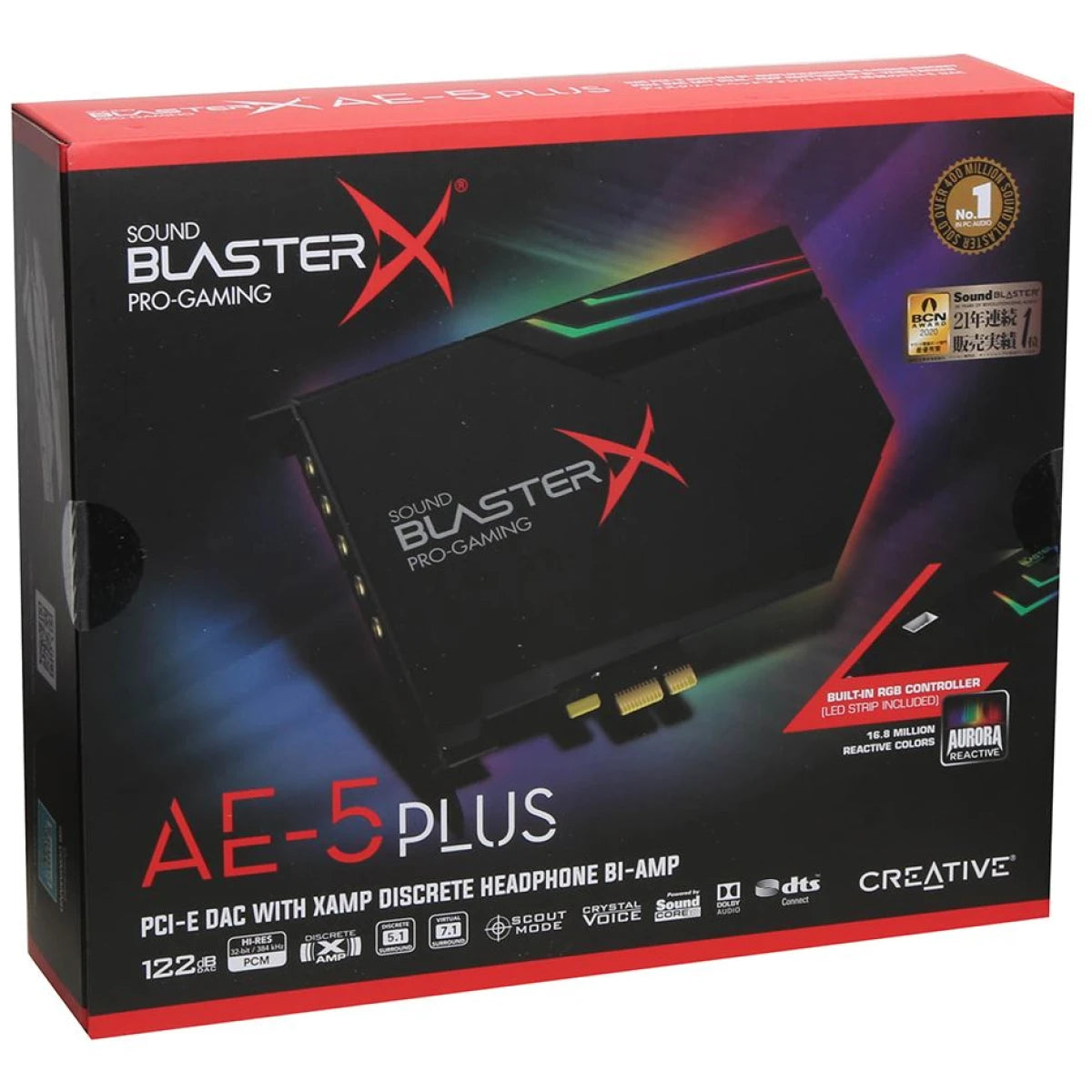 Creative Sound BlasterX AE-5 Plus SABRE32 Hi-Res 32-bit/384 kHz PCIe Gaming Sound Card &amp; DAC – Dolby Digital, DTS Xamp Discrete Headphone Bi-amp