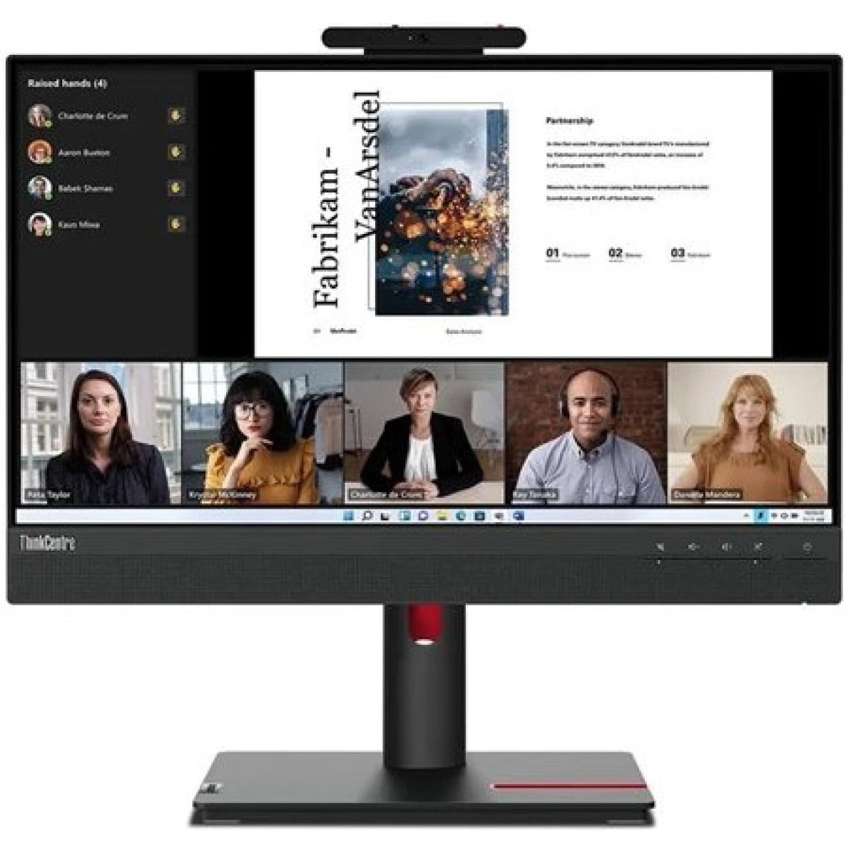 Lenovo ThinkCentre Tiny-in-One 22 Gen 5 IPS Conferencing Touch Monitor with Camera, MIC, Speakers &amp; Adjustable Stand - Black