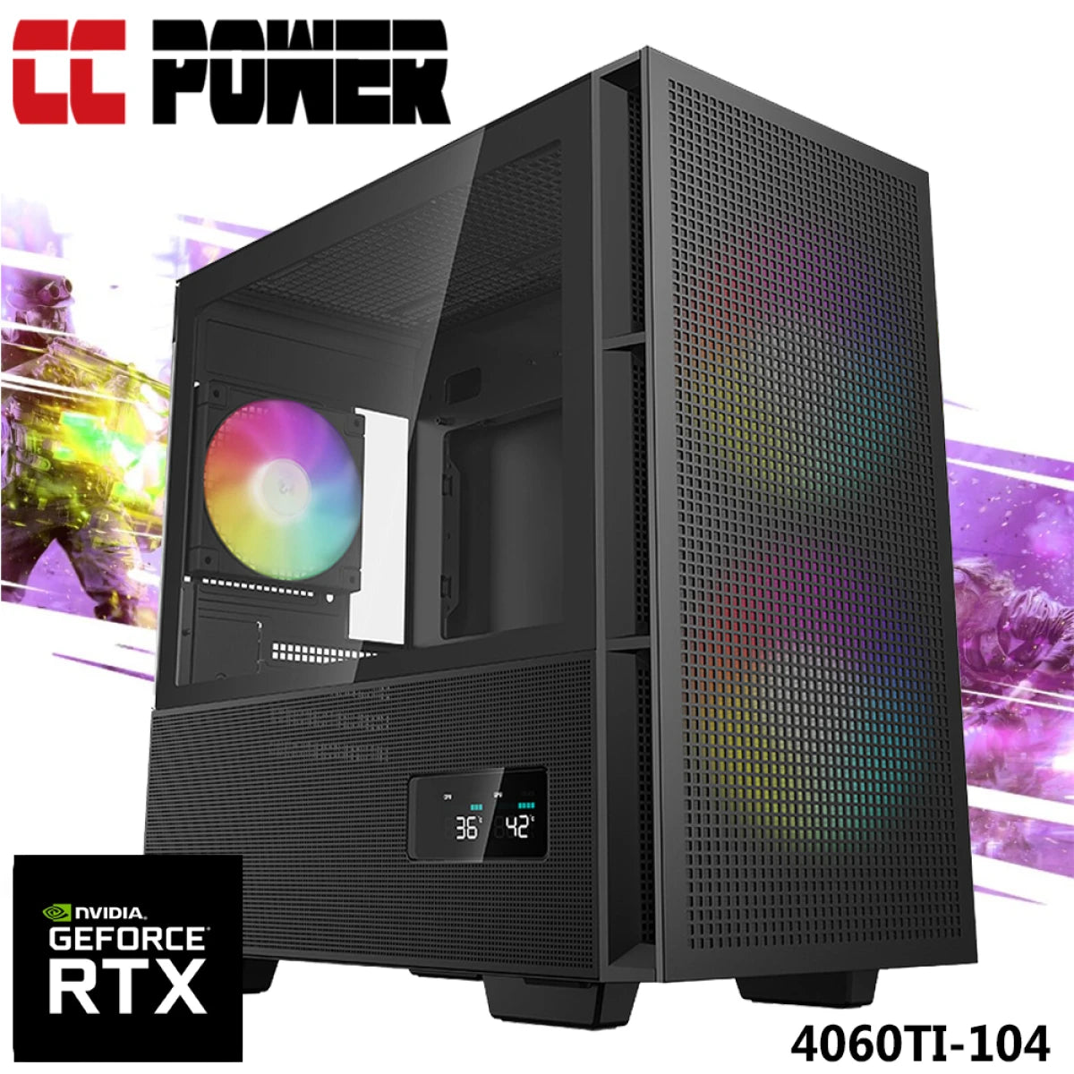 CC Power 4060TI-104 Gaming PC – 5th Gen AMD Ryzen 7 5700X3D 8-Cores, RTX 4060TI 8GB DDR6, Advanced Air Cooler