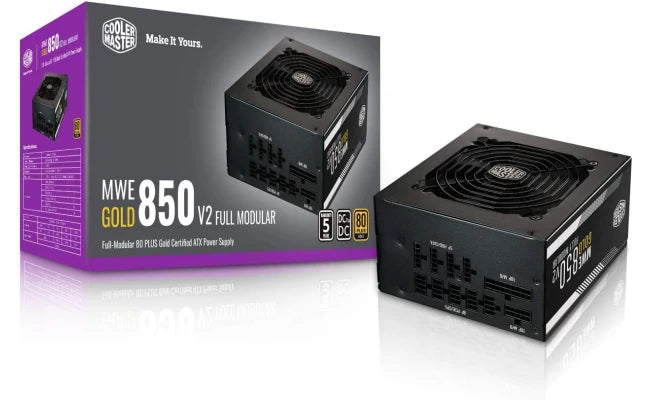 Cooler Master MWE Gold 850 V2 Full Modular 850W PSU - 2 EPS Connectors, 120mm HDB Fan, Semi-Fanless Operation