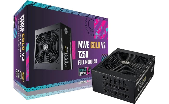 Cooler Master MWE Gold 1250 V2 ATX3.0 Fully Modular 1250W PSU - 80+ Gold, Quiet 140mm FDB Fan, 2 EPS Connectors