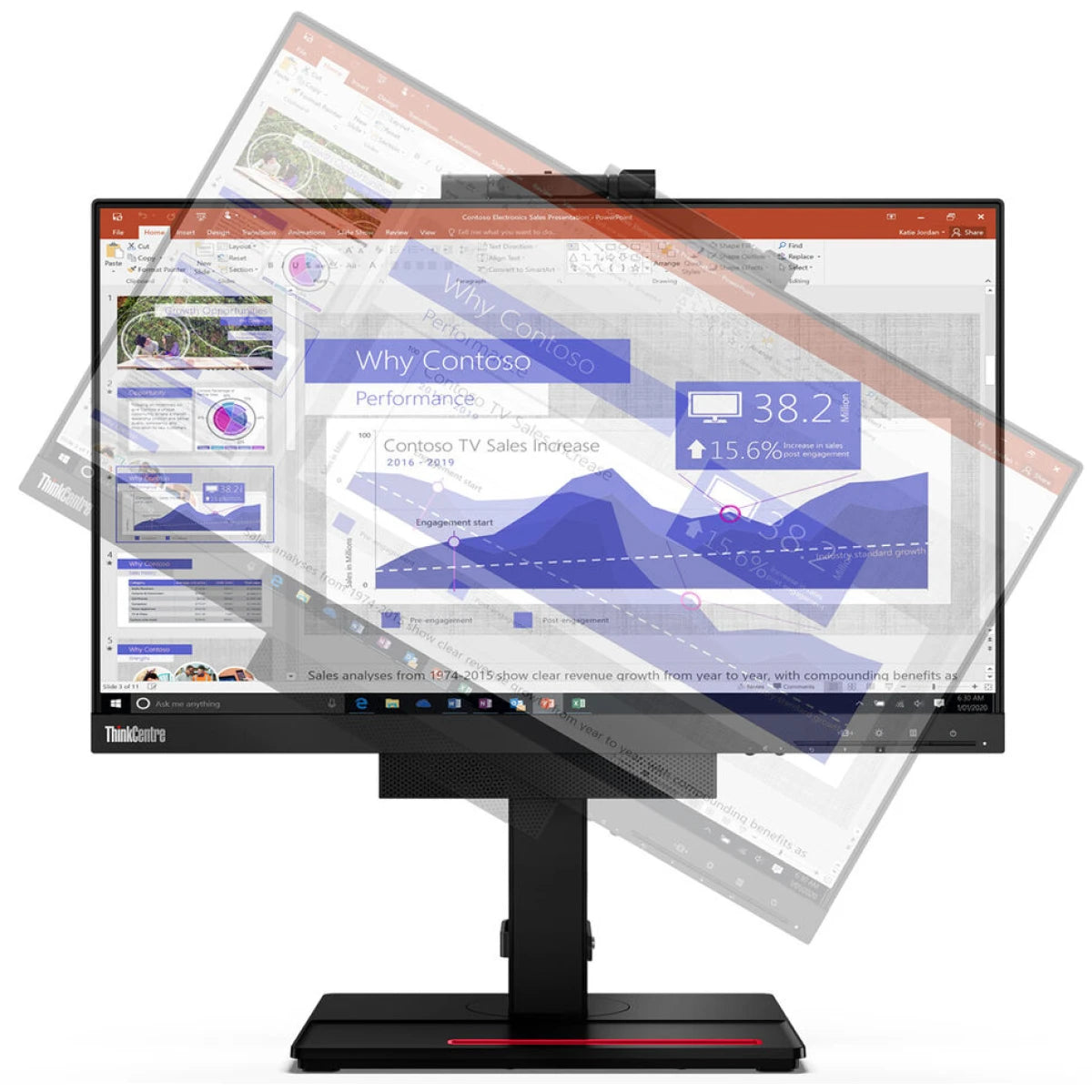 Lenovo ThinkCentre Tiny-in-One 22 Gen 5 IPS Conferencing Touch Monitor with Camera, MIC, Speakers &amp; Adjustable Stand - Black