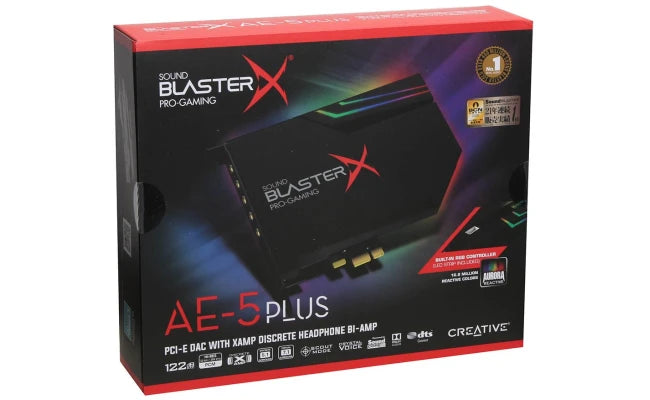 Creative Sound BlasterX AE-5 Plus SABRE32 Hi-Res 32-bit/384 kHz PCIe Gaming Sound Card &amp; DAC – Dolby Digital, DTS Xamp Discrete Headphone Bi-amp