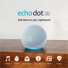 Amazon Echo Dot (5th Gen, 2022 Release) with Clock – Bigger Vibrant Sound, Helpful Routines &amp; Alexa, Cloud Blue