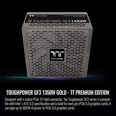 Thermaltake Toughpower GF3 1350W 80+ Gold Full Modular Power Supply with 12VHPWR Connectors, PCIe 5.0 Ready