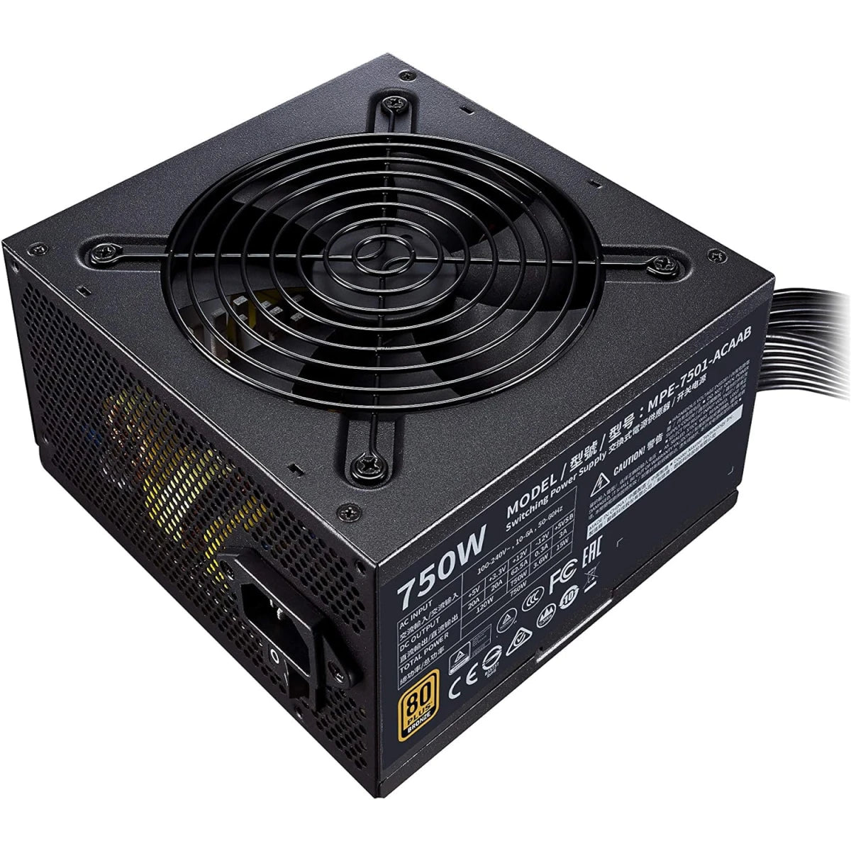 Cooler Master MWE 750 Bronze V2 80+ Bronze 750W Non-Modular Power Supply 120mm HDB Fan Flat Black Cables