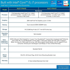 Intel NUC 11 Performance – 11th Gen Intel Core i7 Mini PC (500GB SSD / 16GB RAM) for Home &amp; Business – Black