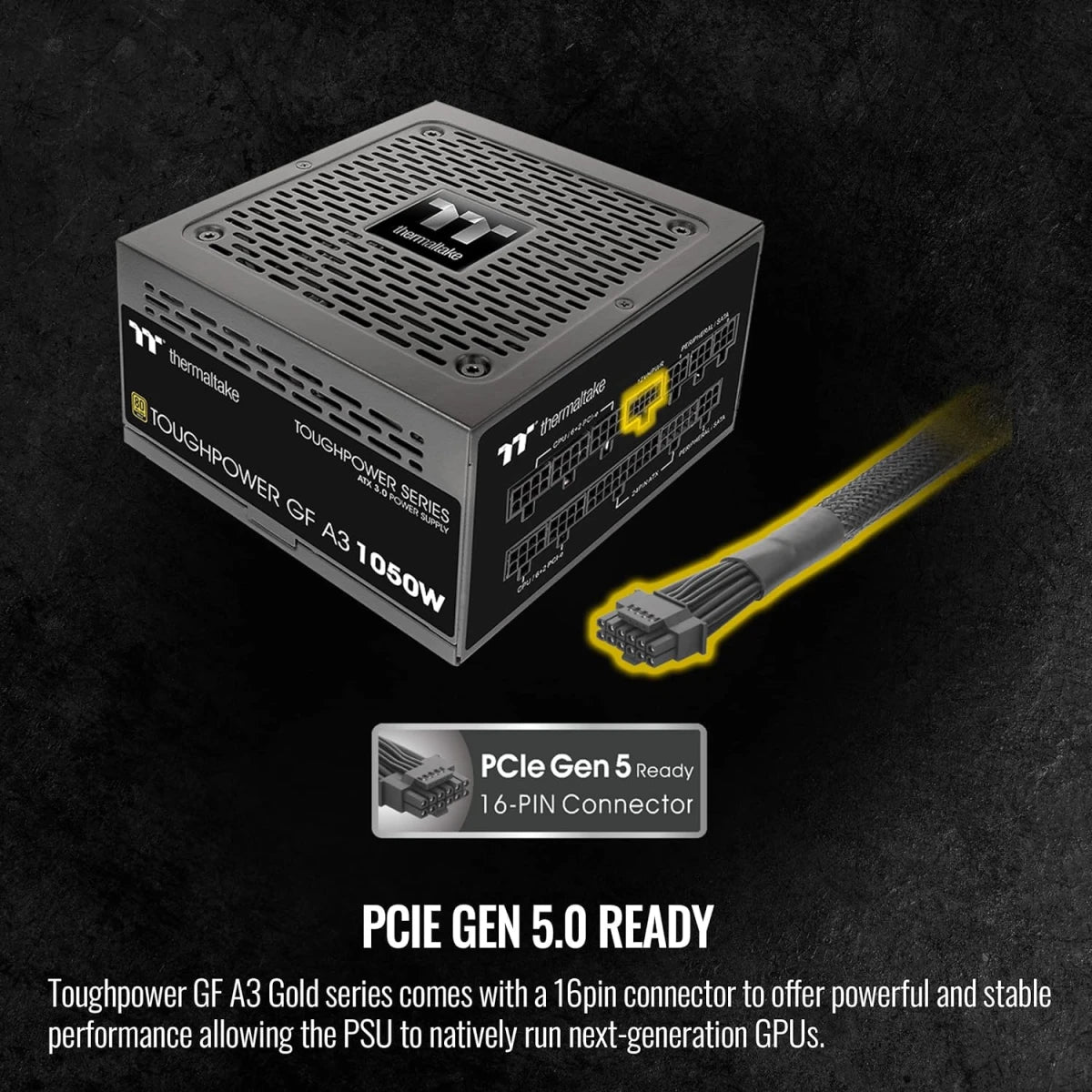 Thermaltake Toughpower GF A3 1050W 80+ Gold Full Modular Power Supply with 12VHPWR Connectors, PCIe 5.0 Ready