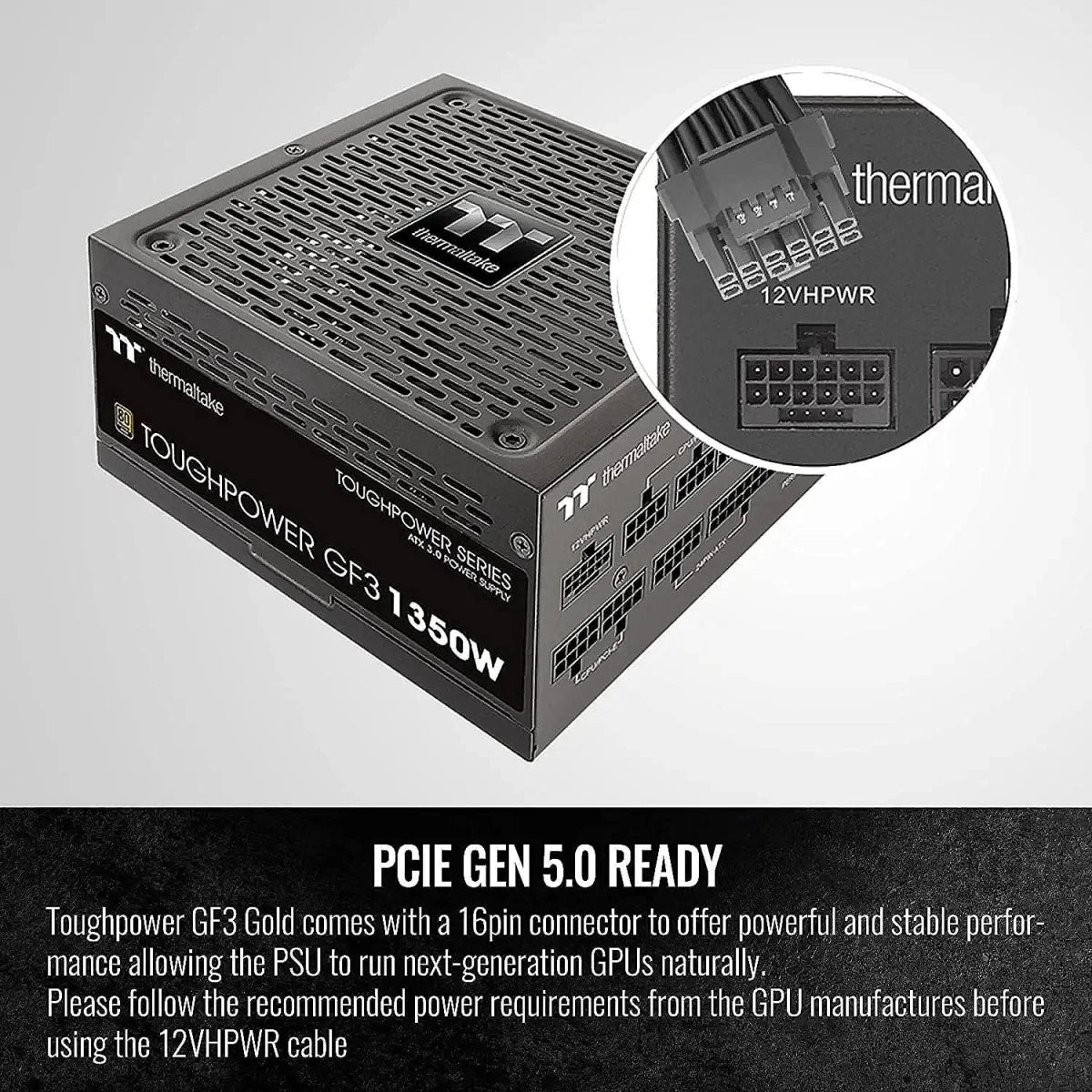 Thermaltake Toughpower GF3 1350W 80+ Gold Full Modular Power Supply with 12VHPWR Connectors, PCIe 5.0 Ready