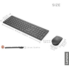 LENOVO OFFICE KEYBOARD Lenovo Professional Ultraslim Wireless Combo Chargeable Keyboard & 2 AAA Batteries For Mouse Arabic / English Layout