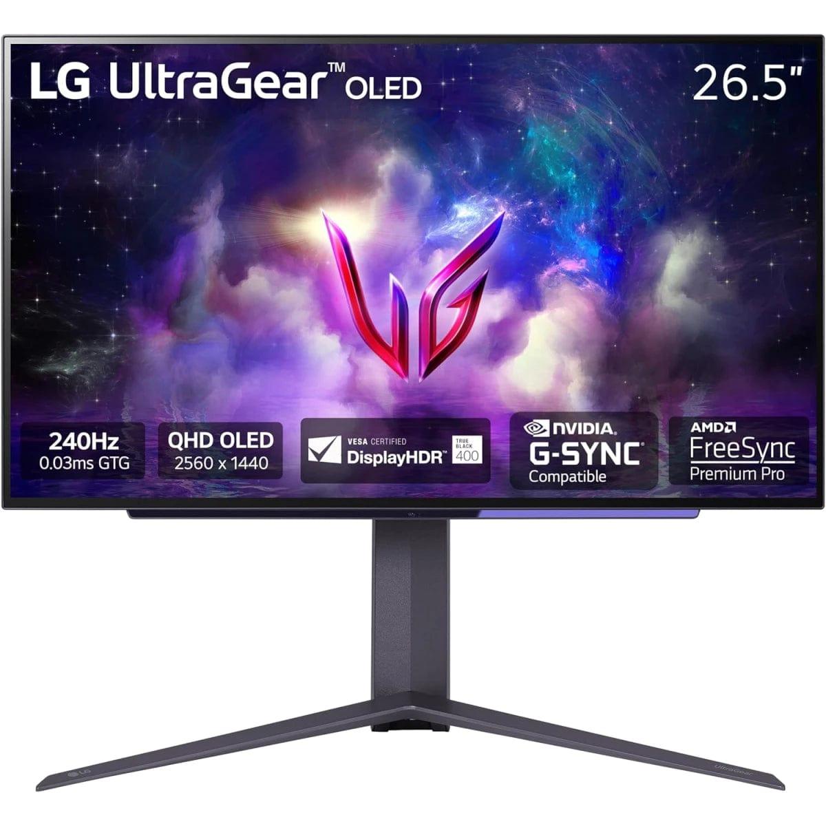 LG Computer Monitors LG 27GS95QE-B UltraGear™ 27” OLED 2K HDR10 240Hz 0.03ms True Black 400 G-SYNC Compatible HDMI 2.1 Adjustable Stand - Black