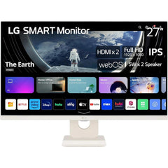 LG Computer Monitors LG 27SR50F (2023) 27" Smart IPS Full HD webOS 23 HDR10 Airplay 2 Screen Share Bluetooth 5Wx2 Stereo SpeakerTilt Stand HDMI & USB - White