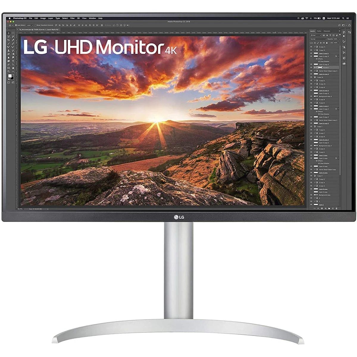 LG Computer Monitors LG 27UP850-W 27” IPS 4K IPS HDR 400 DCI-P3 95% Color Gamut Adjustable Stand USB C