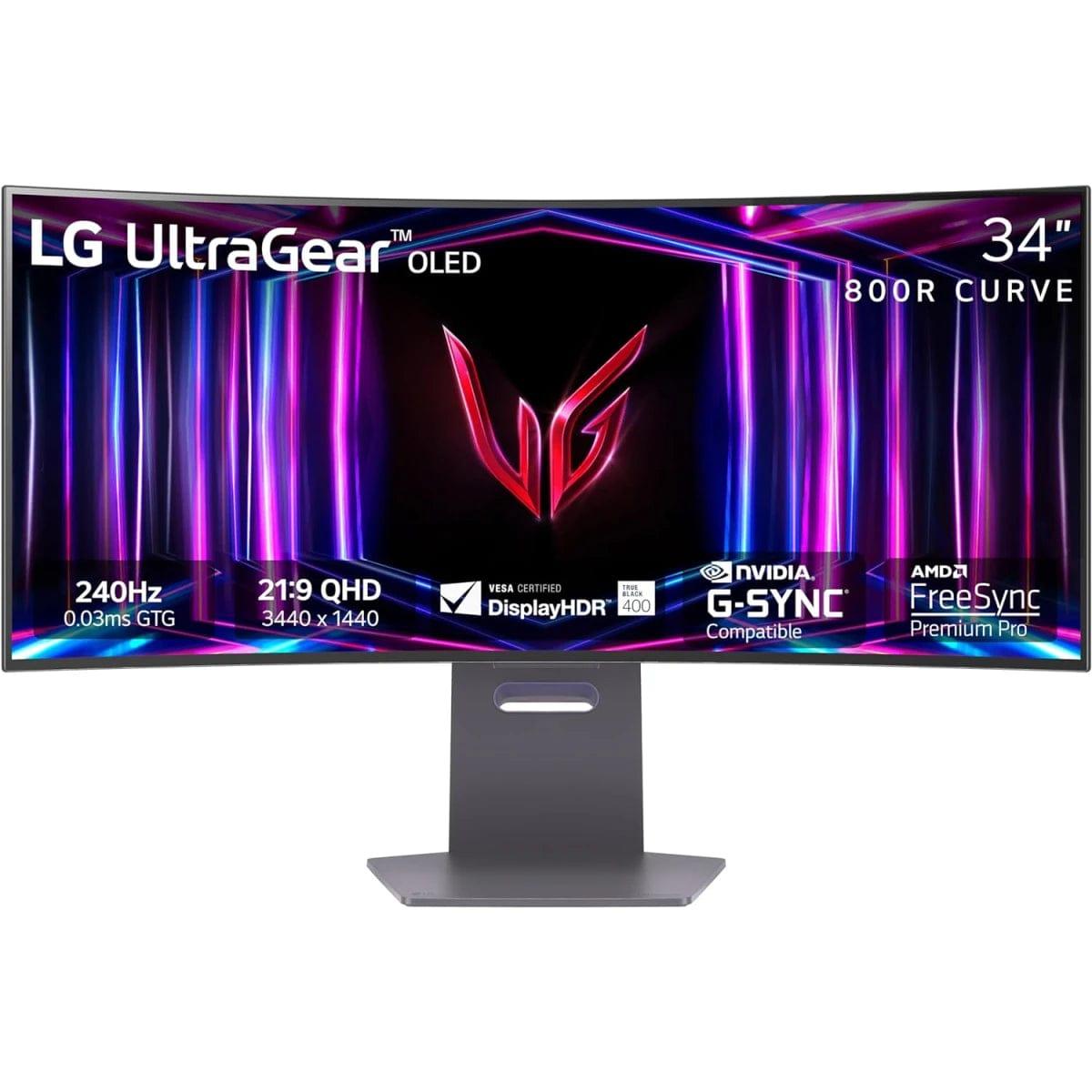 LG Computer Monitors LG 34GS95QE-B UltraGear™ 34” OLED Curved 800R 2K HDR10 240Hz 0.03ms True Black 400 G-SYNC Compatible HDMI 2.1 Adjustable Stand - Black