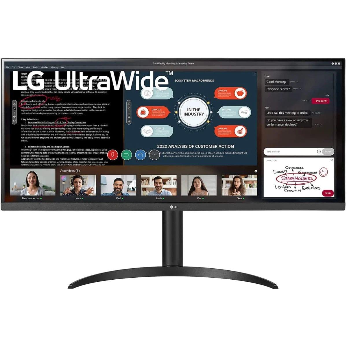 LG Computer Monitors LG 34WP550-B 34" UltraWide IPS HDR10 AMD FreeSync 3-side Virtually Borderless Design - Black