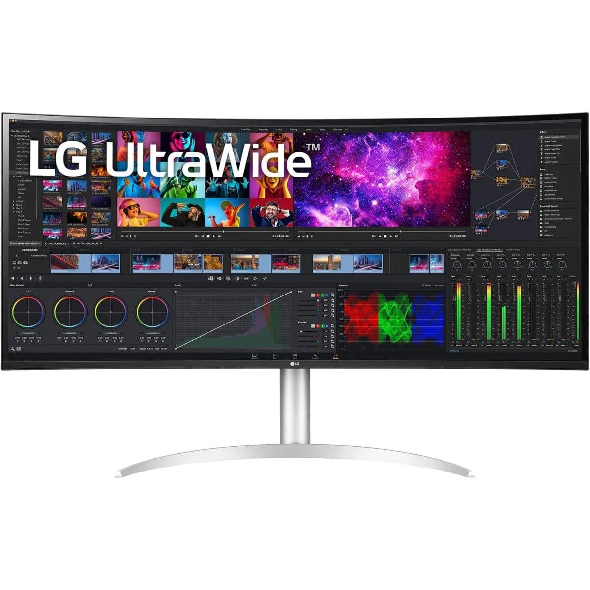 LG Computer Monitors LG 40WP95C-W 40” UltraWide Curved WUHD 5K Nano IPS 75Hz DCI-P3 98% HDR10 Thunderbolt 4 96W PD Borderless Design Tilt/Height/Swivel Stand