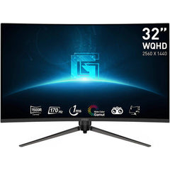 DELL Computer Monitors MSI G32CQ5P 32" WQHD 2K HDR Ready Curved 1500R 170Hz 1ms Frameless AMD FreeSync Adjustable Stand w/ 2x HDMI & Display Port