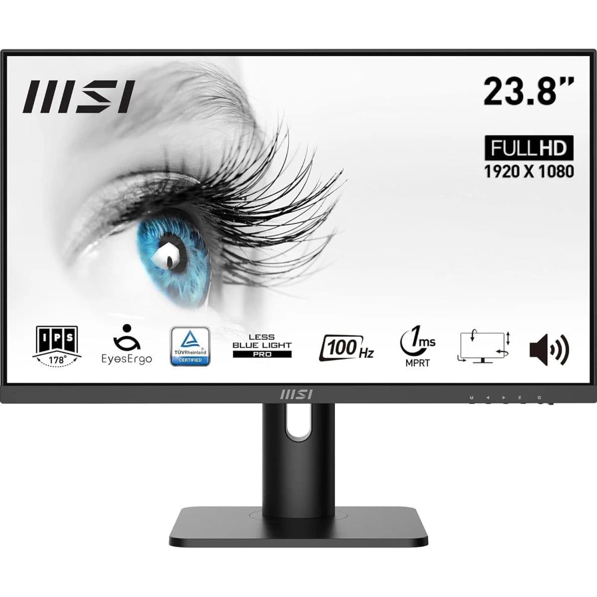 MSI Computer Monitors MSI PRO MP243XP Professional Business 24" IPS Full HD 100Hz 1ms Less Blue Light Built-in Speakers & Adjustable Stand w/ HDMI & Display Port - Black