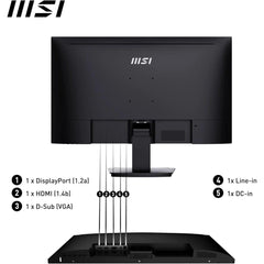 MSI Computer Monitors MSI PRO MP273A 27" IPS Full HD 100Hz Less Blue Light PRO VESA Mountable Built-in Speakers Tilt-Adjustable HDMI & DP - Black