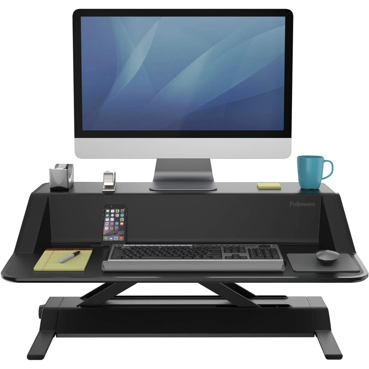 Fellowes Lotus Sit-Stand Workstation Desk Adjustable Pre-Assembled - Black