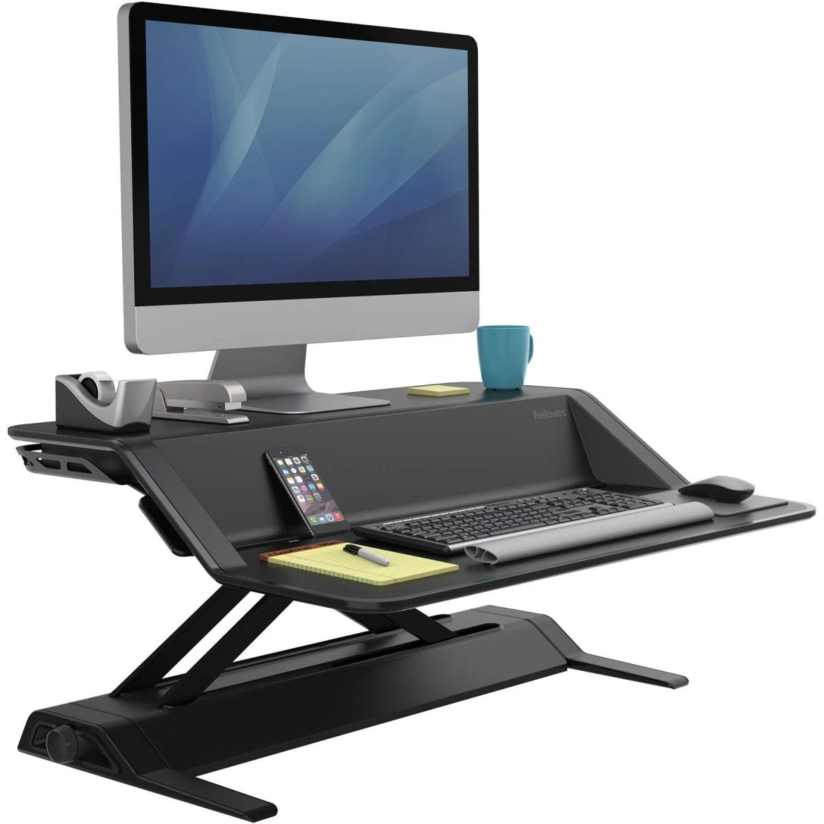 Fellowes Lotus Sit-Stand Workstation Desk Adjustable Pre-Assembled - Black