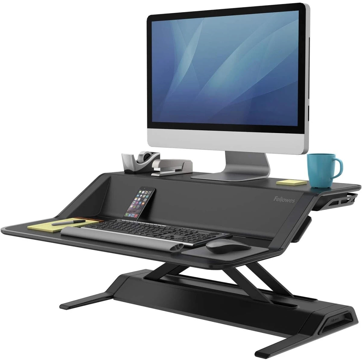 Fellowes Lotus Sit-Stand Workstation Desk Adjustable Pre-Assembled - Black