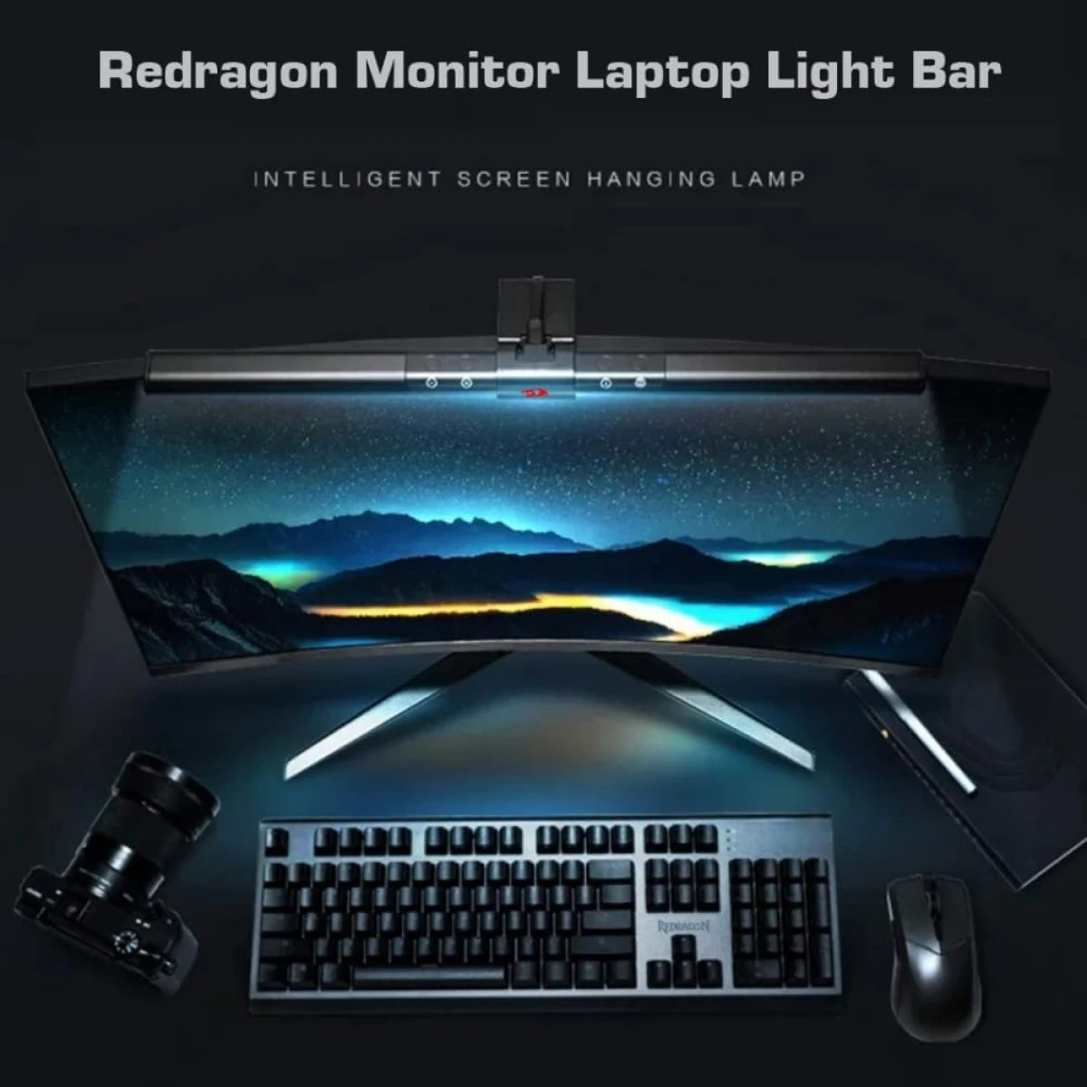 Redragon GML-113 Beryl Monitor Light E-Reading LED Computer Screenbar Lamp w/6-Level Hue Dimming Sticker-Free