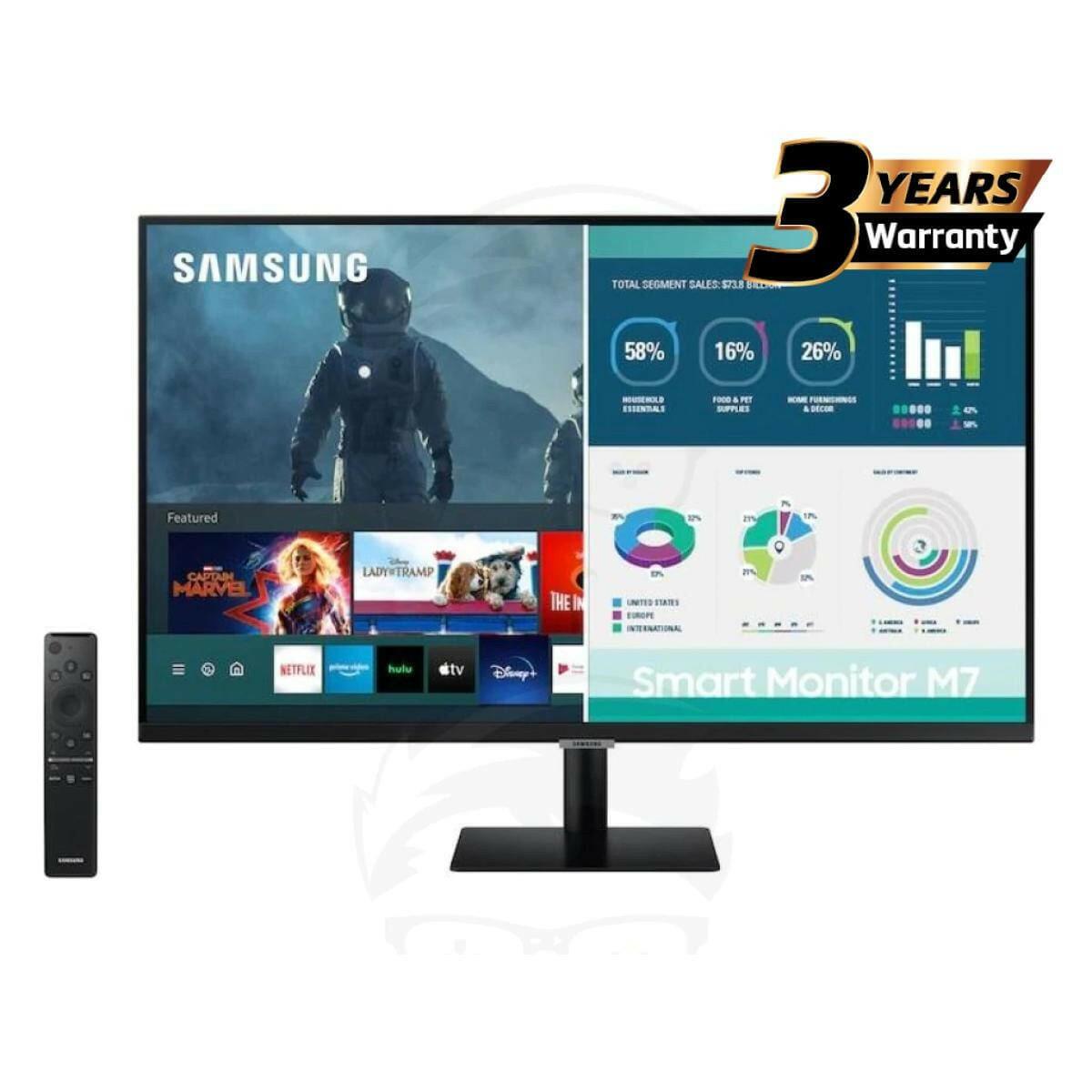 SAMSUNG Computer Monitors SAMSUNG M7 (AM700) 32" 4K UHD HDR10+ Smart Monitor w/ Speakers, USB-Type C- with Netflix, YouTube, HBO, Prime Video and Apple TV Streaming , Black