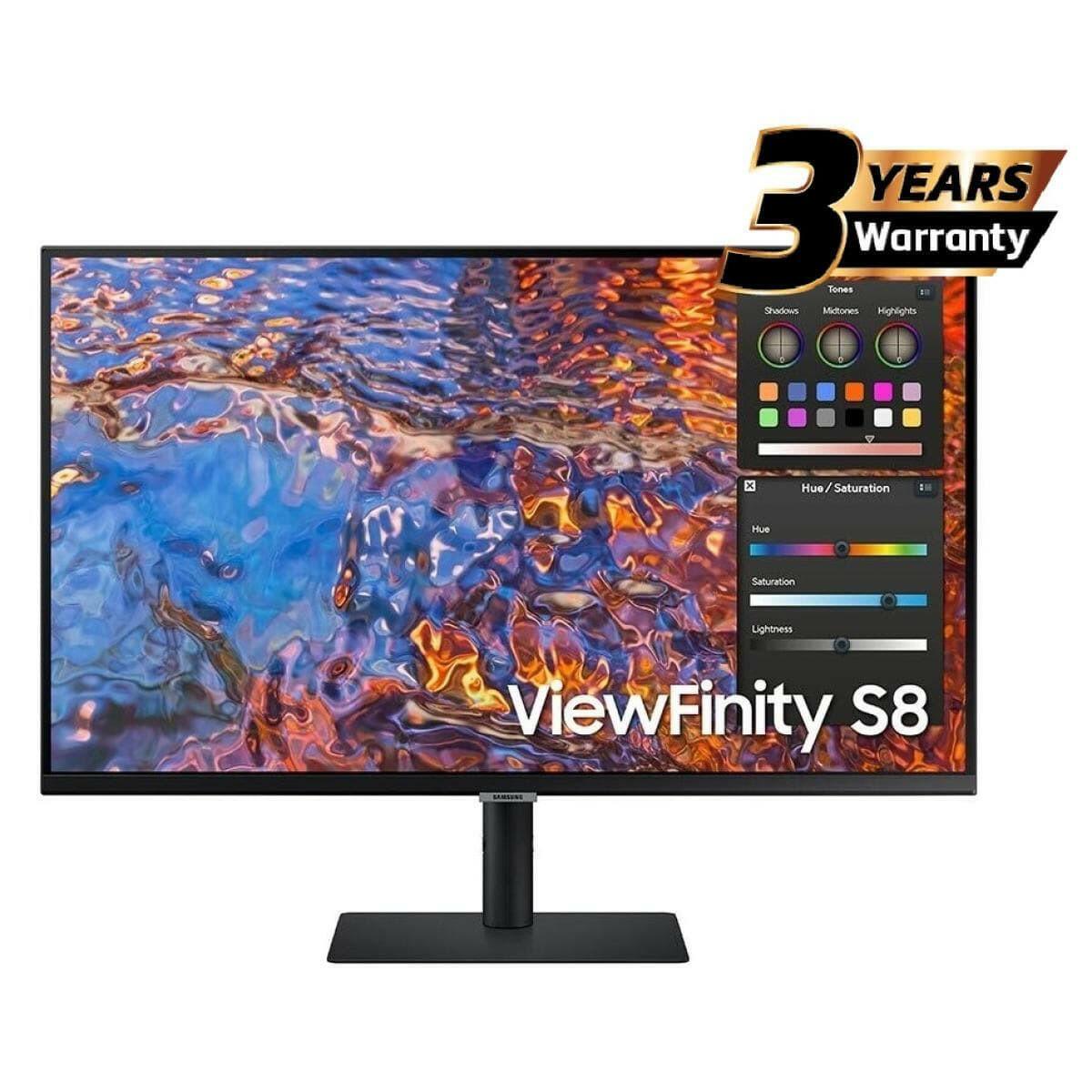 SAMSUNG Computer Monitors Samsung S8 (B800) 27" 4K UHD IPS USB TYPE-C Flat Business Monitor, 60Hz, 5MS,10 Bit, HDR400, Ethernet, Adjustable, Bezel-Less Display w/ DCI-P3 98% Pro Color